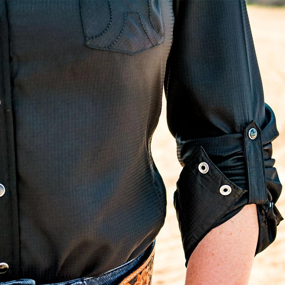 HOOey "Sol" Ladies Black Long Sleeve Pearl Snap Shirt 6 HOOey "Sol" Ladies Black Long Sleeve Pearl Snap Shirt - Image 4