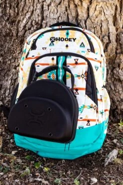 "Ox" Hooey Backpack Cream/Pink Aztec W/Turquoise/Black -HOOey Shop bp 11