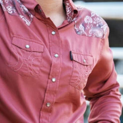 HOOey "Sol" Ladies Marsala W/Floral Pattern Detailing Long Sleeve Pearl Snap Shirt 9 HOOey "Sol" Ladies Marsala W/Floral Pattern Detailing Long Sleeve Pearl Snap Shirt -HOOey Shop oXz4OHu0